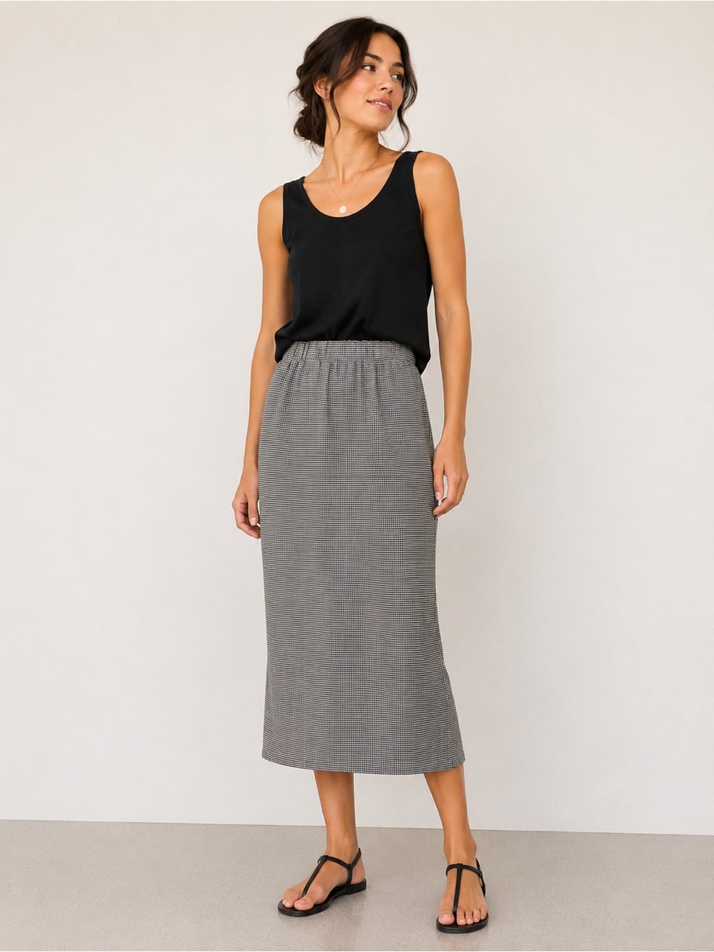 Byrn Walker 100% Linen Wide Leg Crop Pants Houndstooth Made USA Large
